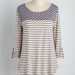 Modcloth Pitter-Pattern Stripe Polka Dot Top